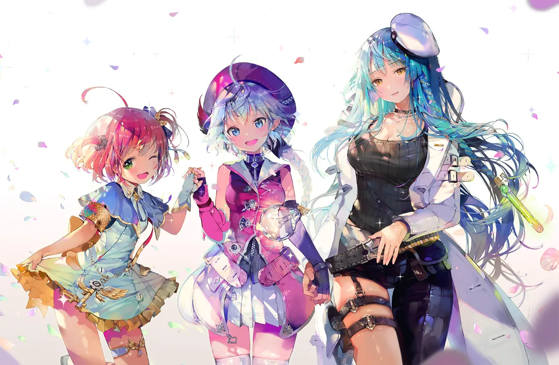 2k二次元三少女壁纸｜梦幻背景图片 - 动漫角色「哲风壁纸」