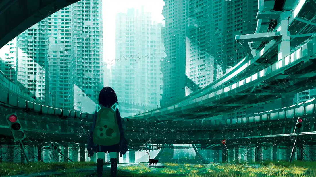 2k未来废墟女孩壁纸｜二次元背景图片 - 孤独守望「哲风壁纸」