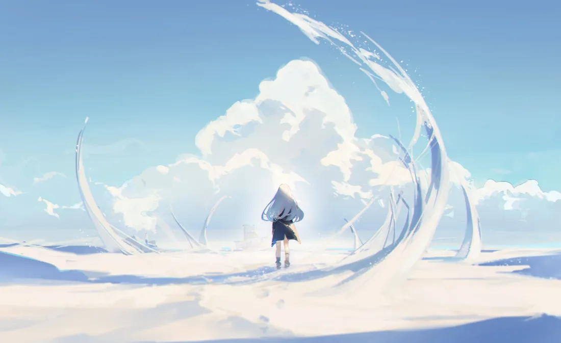2k少女壁纸｜雪原幻云背景图片 - 二次元「哲风壁纸」
