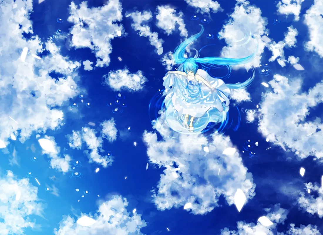 2k(初音未来壁纸｜蓝天白云背景图片 - 云端幻想)「哲风壁纸」