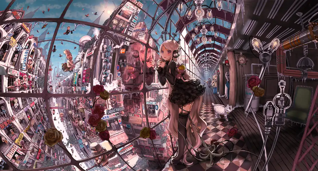 2k(二次元少女｜未来都市背景图片 - 奇幻空间)「哲风壁纸」