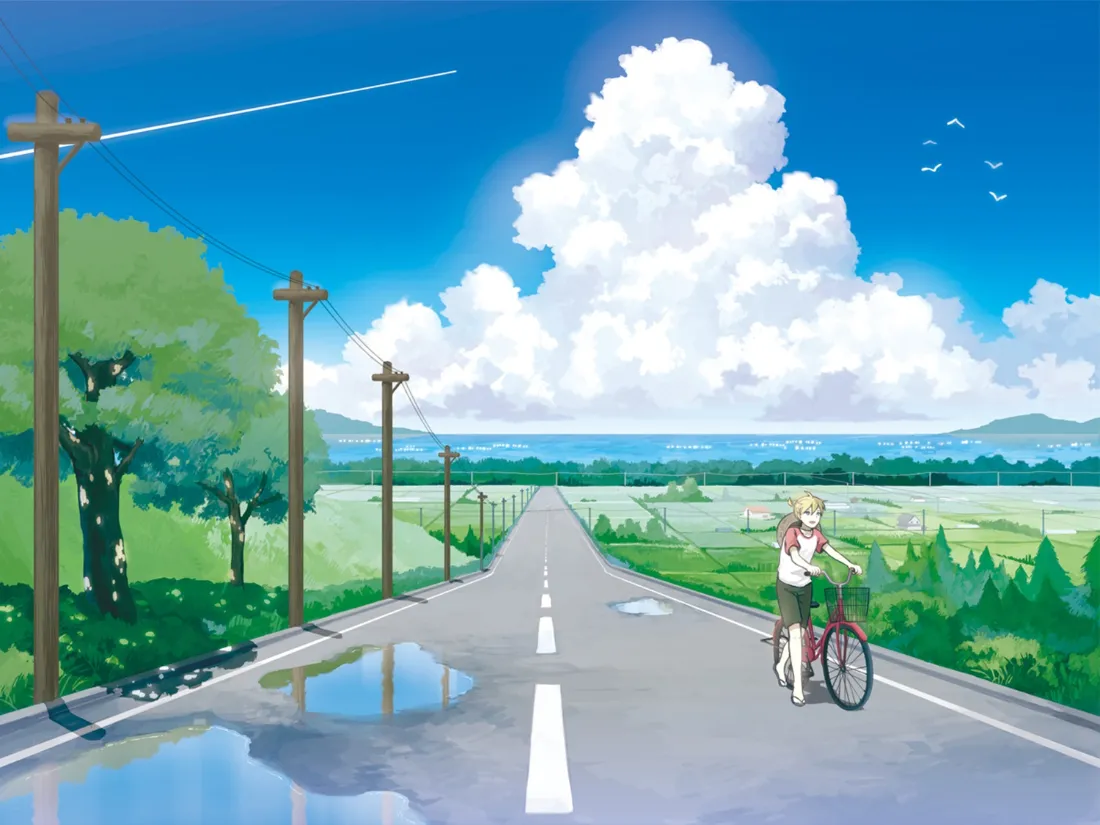 2k镜音连壁纸｜夏日公路骑行背景图「哲风壁纸」