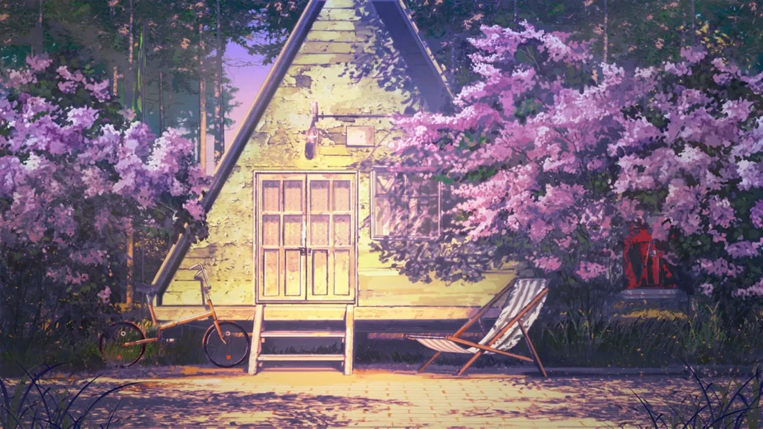 2k樱花木屋壁纸｜春日背景图片 - 静谧时光「哲风壁纸」
