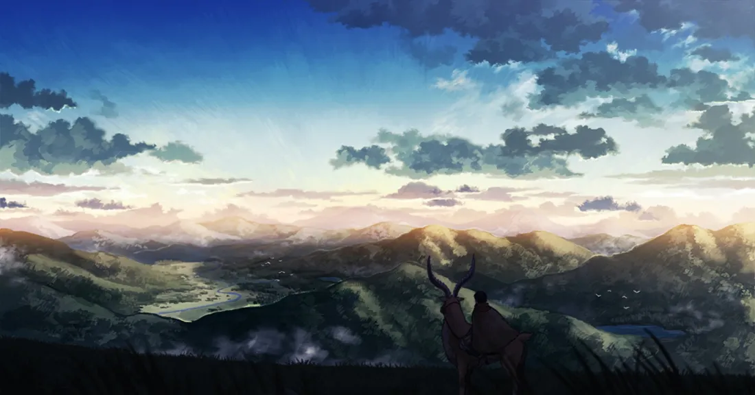 2k天空山脉壁纸｜二次元风景背景图片 - 动漫场景「哲风壁纸」
