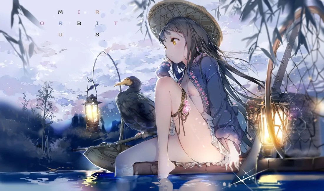 2k古风斗笠少女壁纸｜竹林水面背景图片 - 二次元「哲风壁纸」