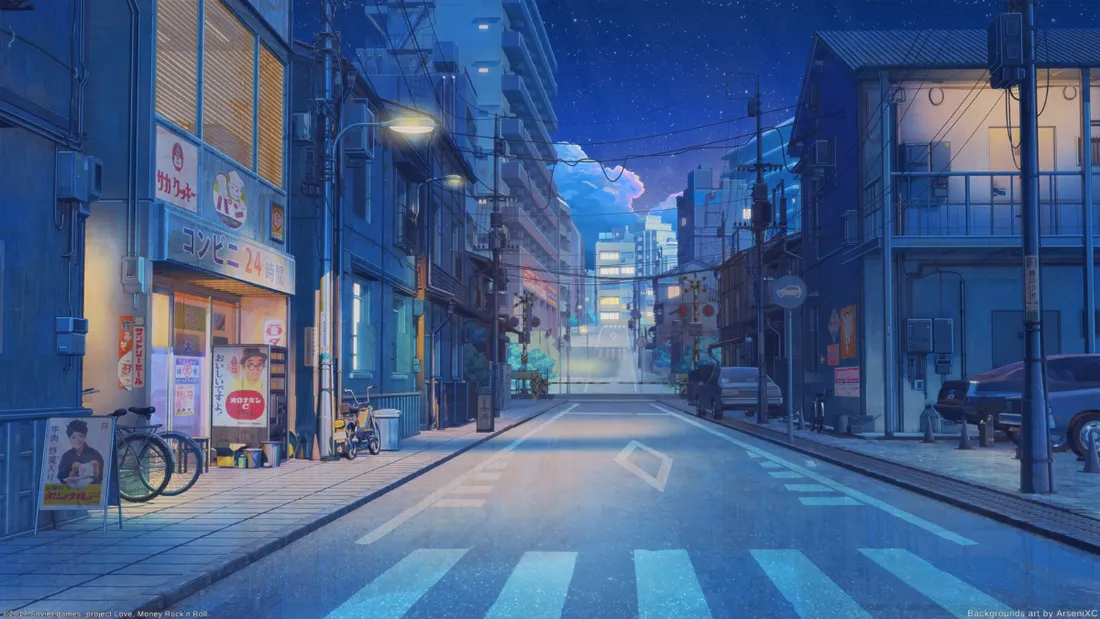 2k日系街道夜景壁纸｜二次元背景图片 - 黄昏街角「哲风壁纸」