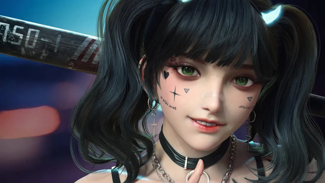 2k双马尾女孩壁纸｜赛博朋克背景图片 - 二次元「哲风壁纸」