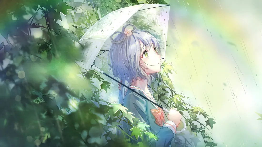 2k洛天依壁纸｜雨天森林背景图片 - 二次元「哲风壁纸」