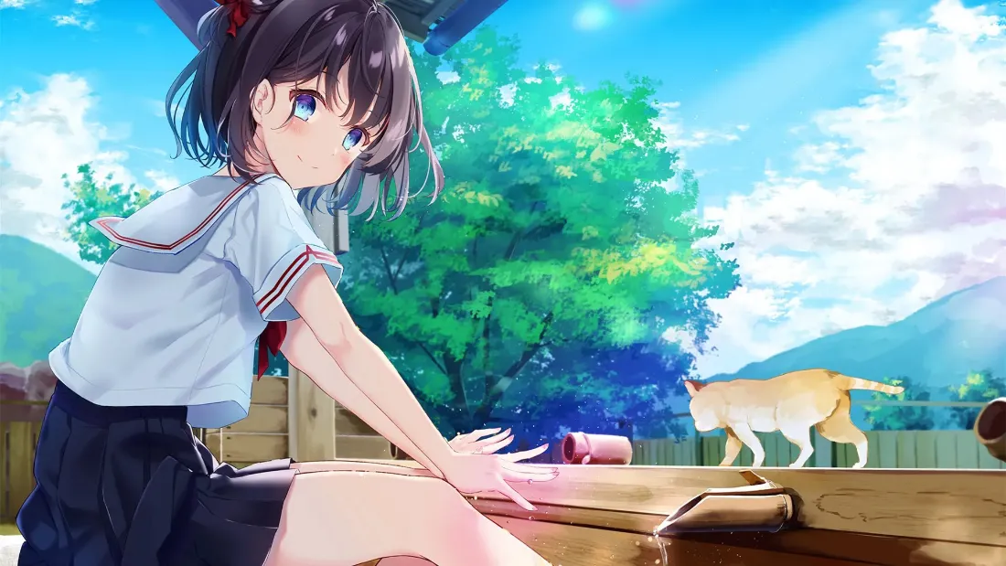 2k(校服少女壁纸｜夏日猫咪背景图片 - 二次元)「哲风壁纸」