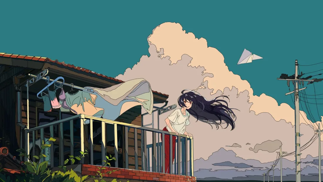2k日系少女壁纸｜云端阳台背景图片 - 纸飞机幻想「哲风壁纸」