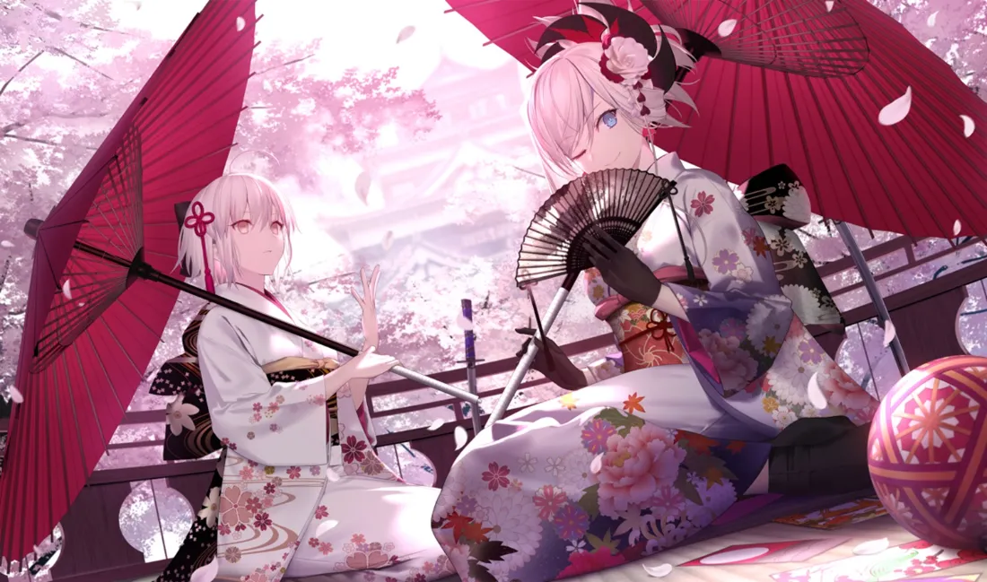 2kFate和服壁纸｜樱花场景背景图片 - 二次元「哲风壁纸」