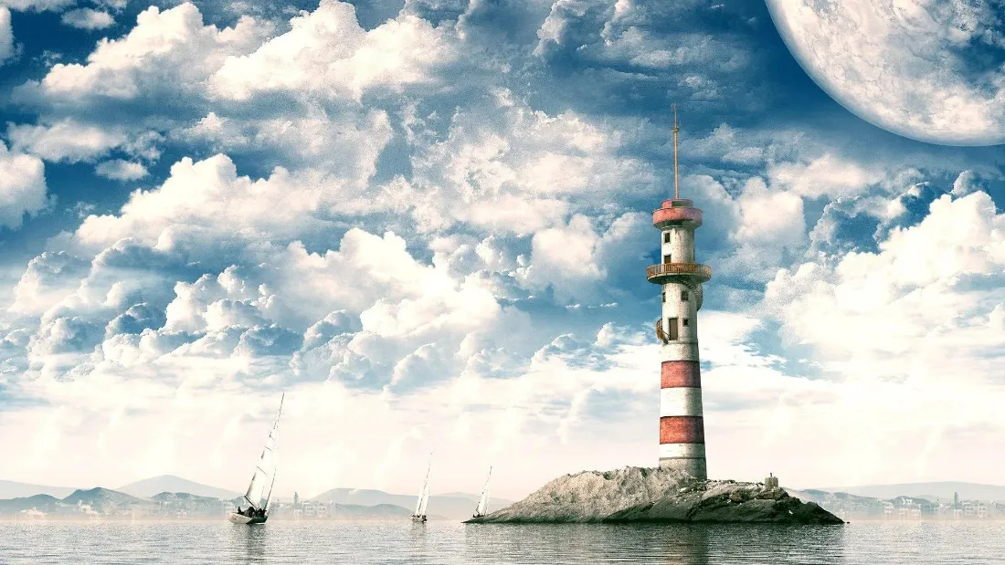 2k灯塔壁纸｜海洋背景图片 - 自然梦幻「哲风壁纸」