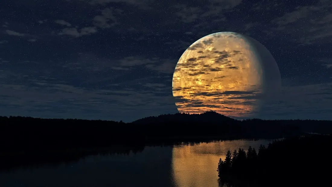 2k月夜湖景壁纸｜山水背景图片 - 静谧月色「哲风壁纸」