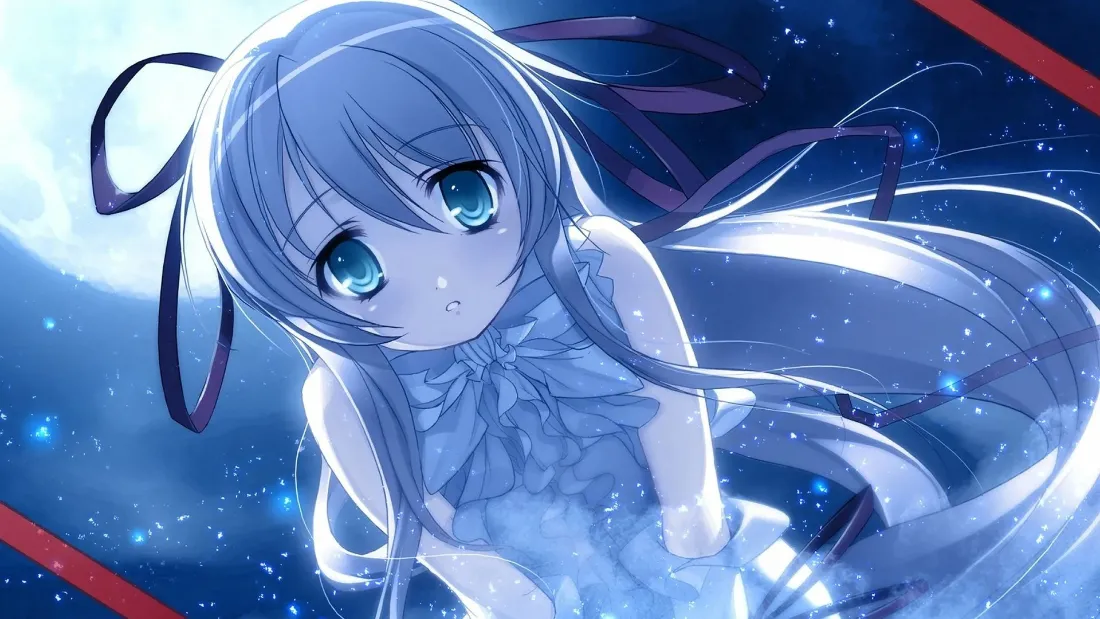 2k蓝发少女壁纸｜星空背景图片 - 二次元美少女「哲风壁纸」