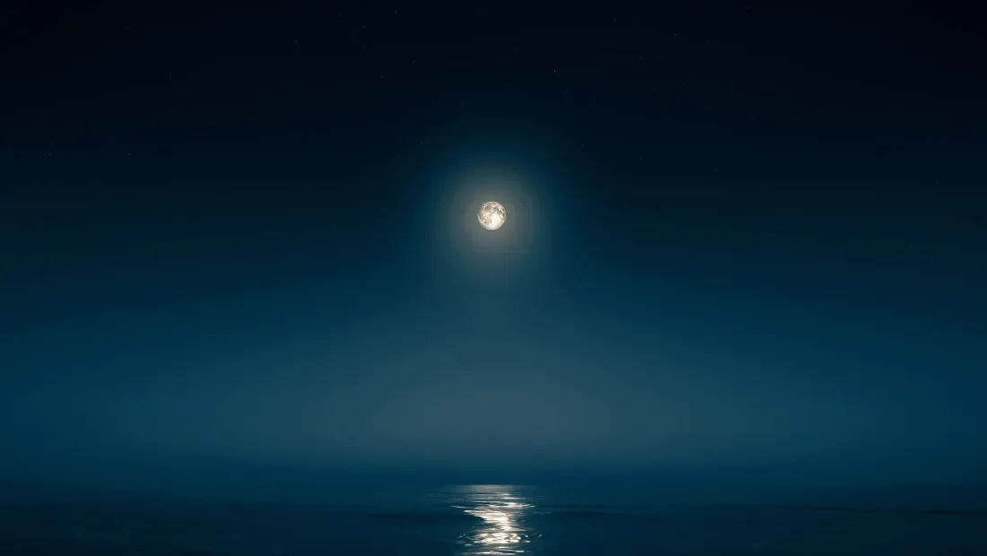 2k月夜壁纸｜海面背景图片 - 自然月色「哲风壁纸」
