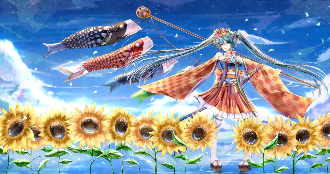 4k初音未来壁纸｜向日葵背景图片 - 夏日祭「哲风壁纸」