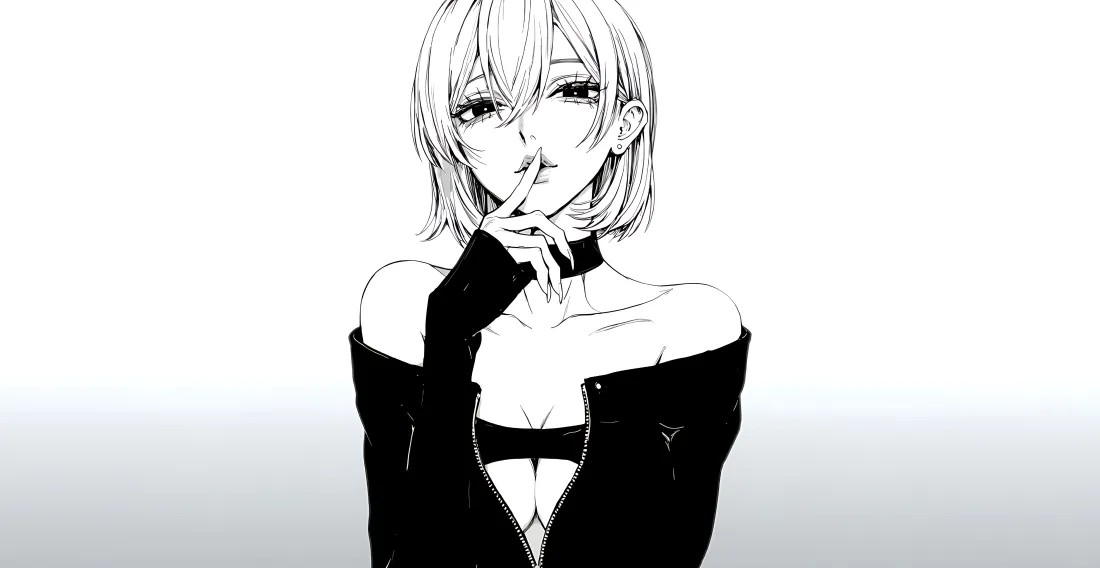 6k(黑白动漫少女壁纸｜静谧氛围背景图片 - 指唇少女)「哲风壁纸」