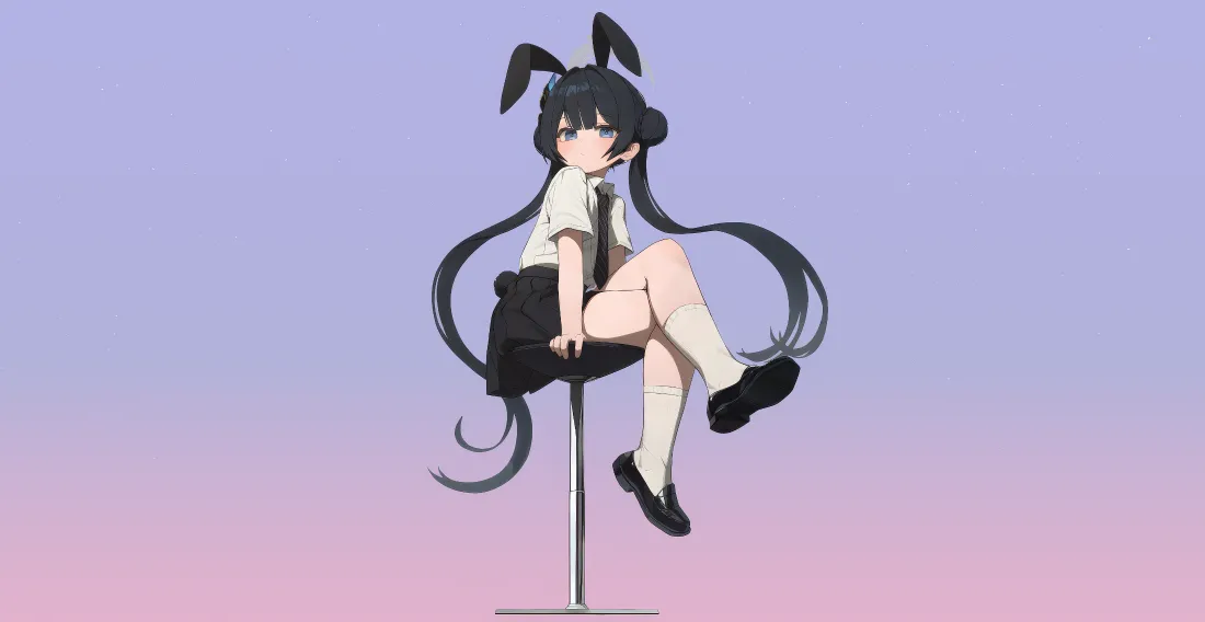 4k双马尾少女壁纸｜渐变背景图片 - 二次元「哲风壁纸」