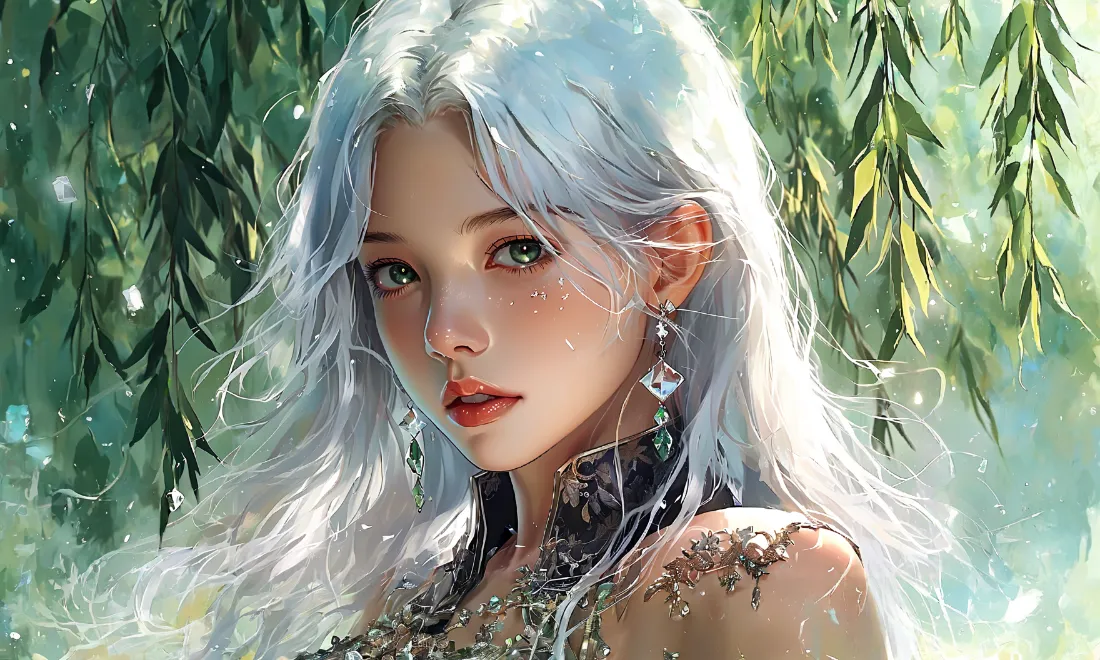2k古风动漫壁纸｜白发美女背景图片 - 油画质感「哲风壁纸」