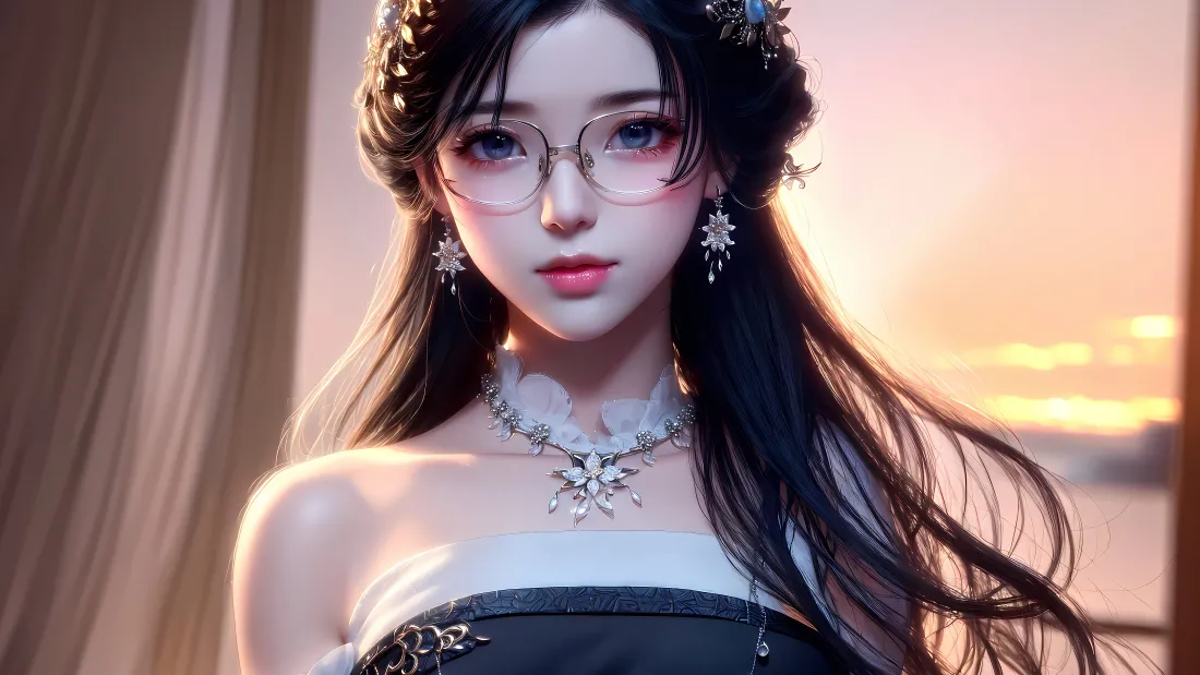 4k(知性美女壁纸｜黄昏海景背景图片 - 优雅)「哲风壁纸」