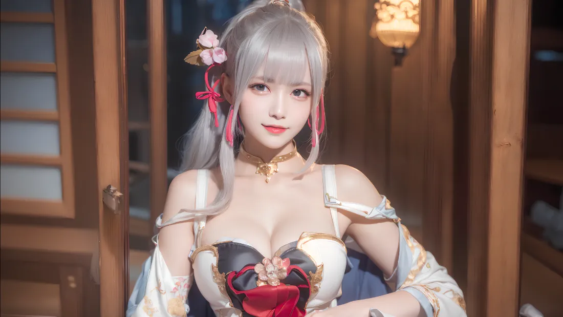 2k日系少女cos壁纸｜和风背景图片 - 银发角色「哲风壁纸」
