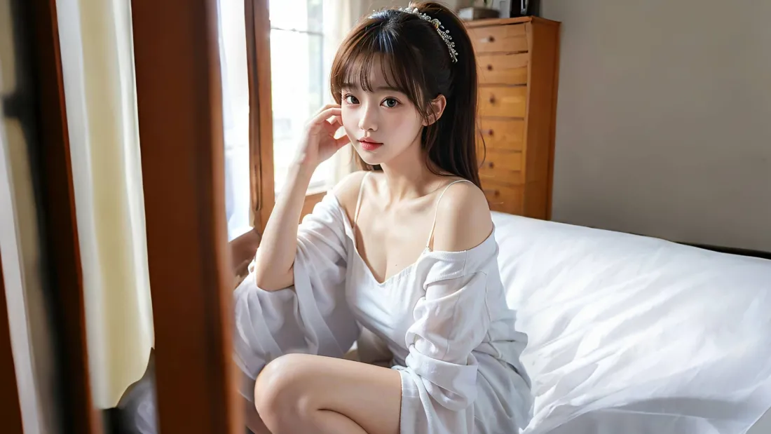 3k(清纯少女壁纸｜卧室窗边背景图片 - 可爱)「哲风壁纸」