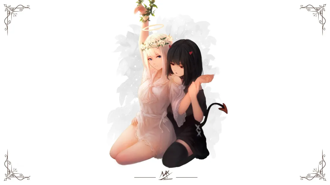 3k(双生少女壁纸｜奇幻尾饰背景图片 - 二次元)「哲风壁纸」