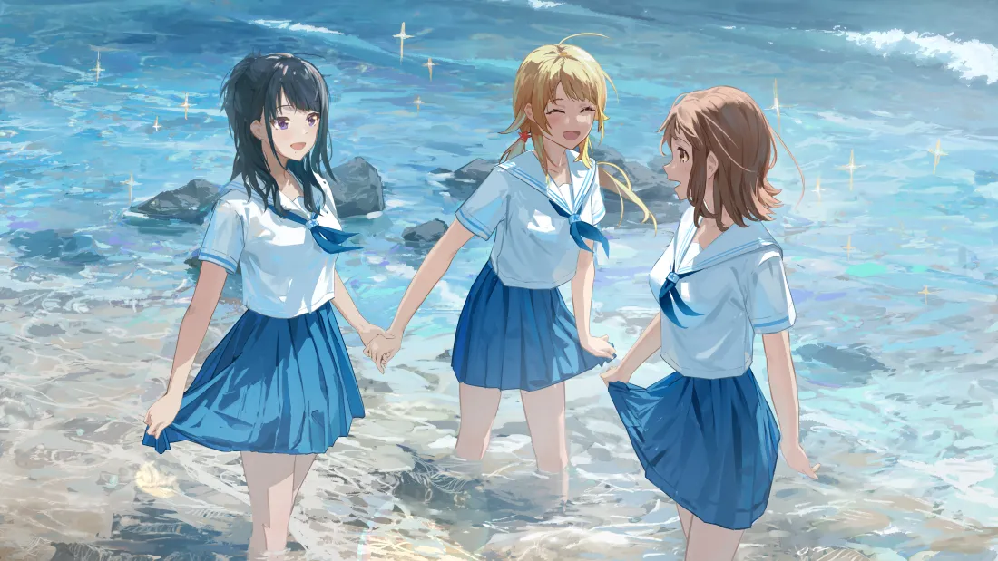 6kJK少女壁纸｜海边漫步背景图片 - 青春洋溢「哲风壁纸」