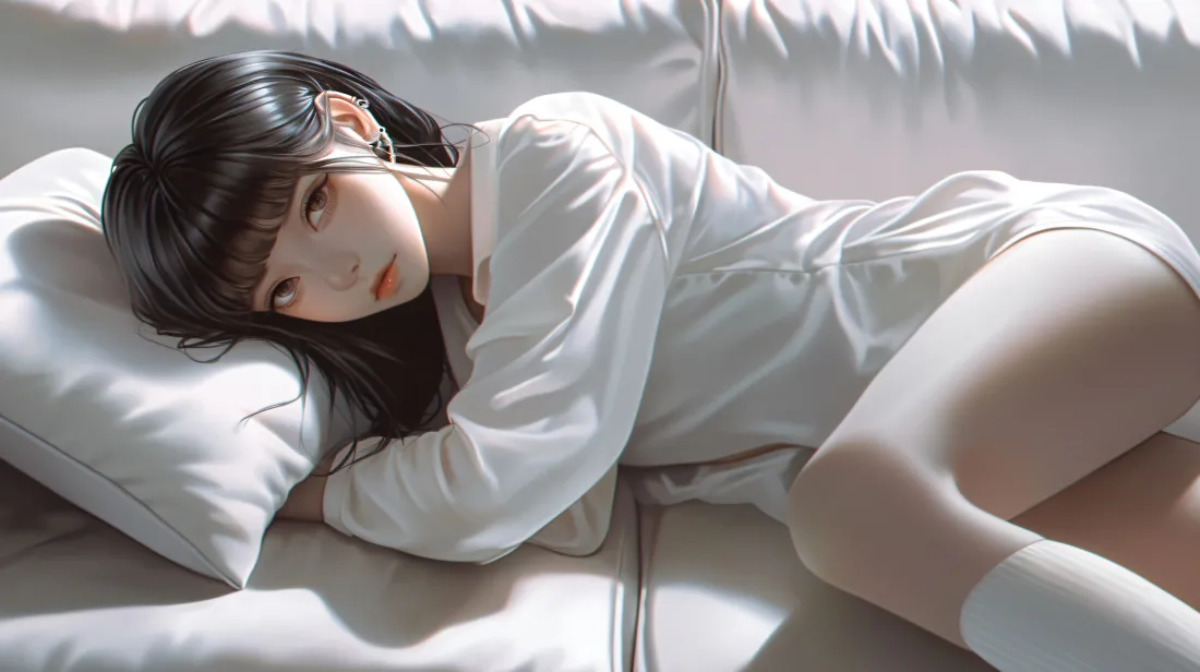 4k(慵懒美女｜居家沙发背景图片 - 高清)「哲风壁纸」