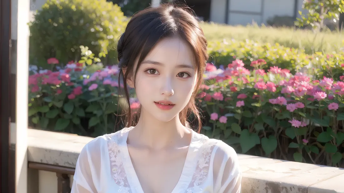 4k花园美人壁纸｜清新背景图片 - 美艳「哲风壁纸」