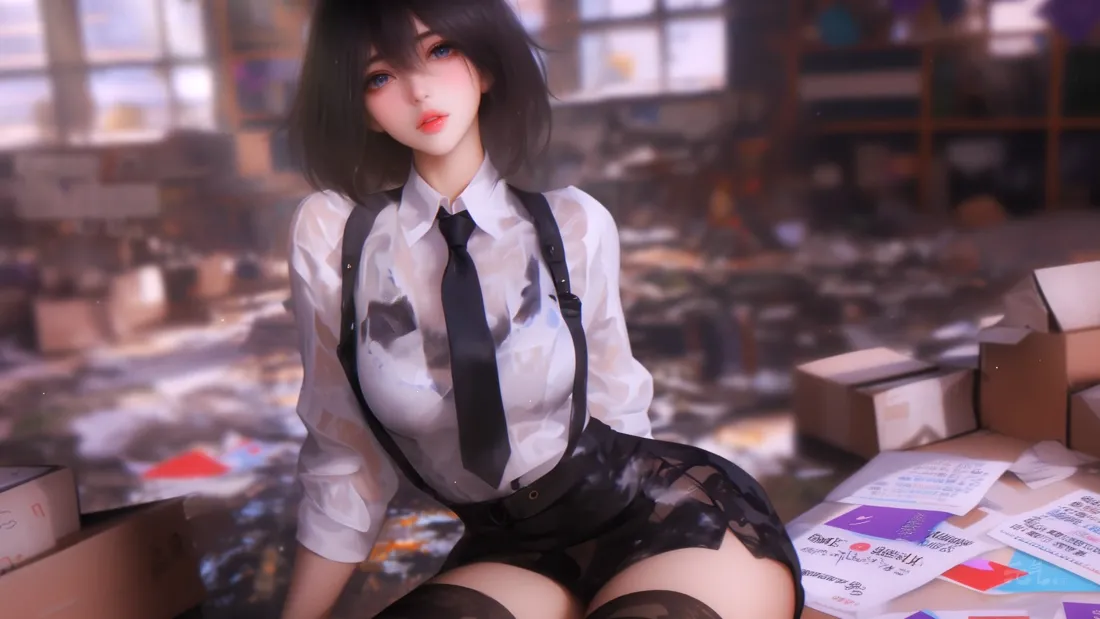 4k湿身美女壁纸｜废墟工厂背景图片 - 性感CG「哲风壁纸」