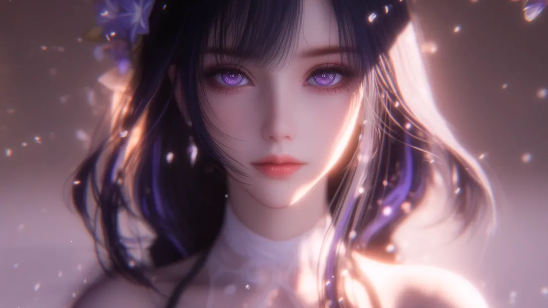 4k紫瞳少女壁纸｜梦幻背景图片 - 星月夜「哲风壁纸」