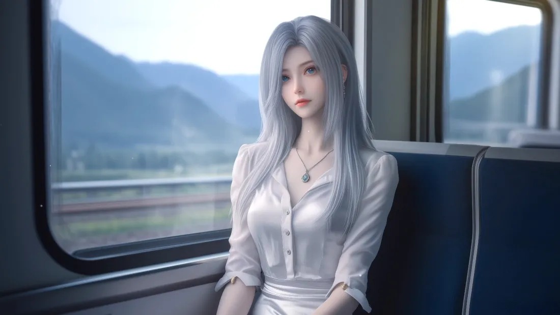 4k(灰发少女高铁壁纸｜旅途背景图片 - 窗边静思)「哲风壁纸」