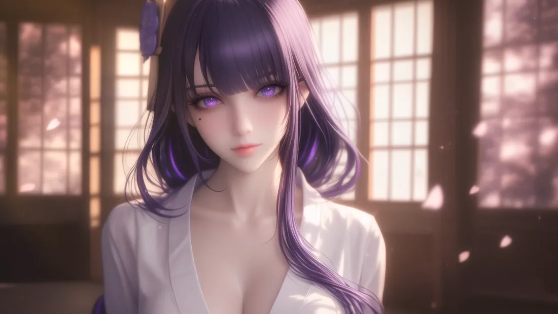 4k(紫发少女居家壁纸｜日系房间背景图片 - 动漫美少女)「哲风壁纸」