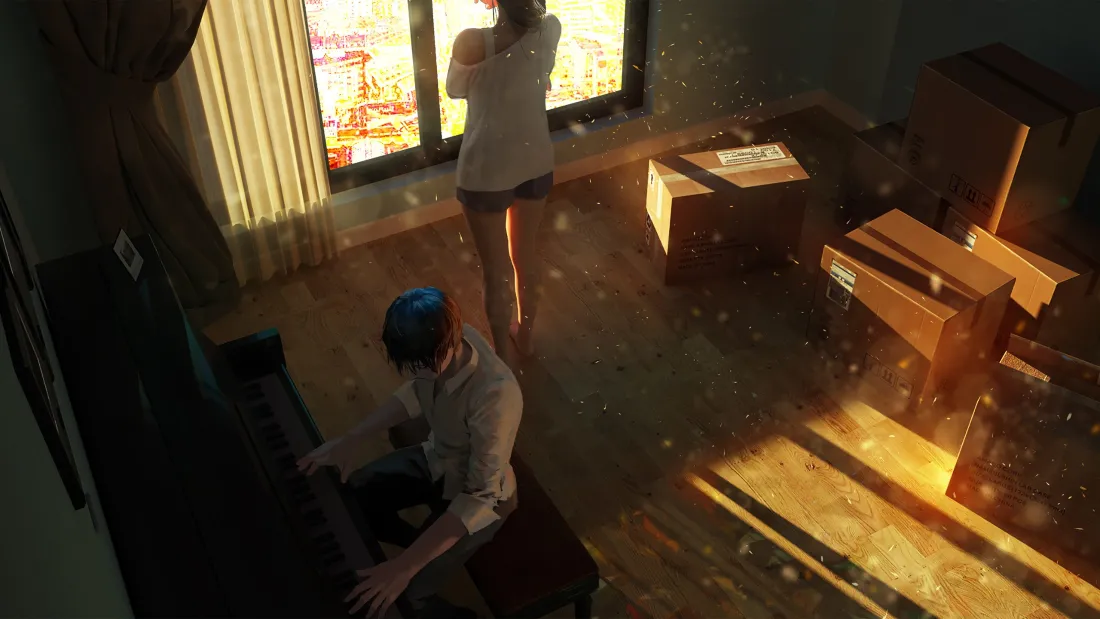 3k钢琴少年壁纸｜黄昏窗边背景图片 - 二次元「哲风壁纸」