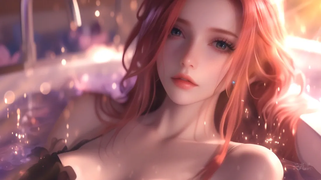 4k绯红美女壁纸｜梦幻光影背景图片 - 高清「哲风壁纸」