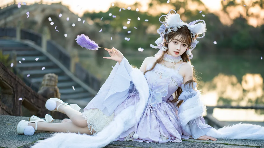4k洛丽塔猫耳美女壁纸｜湖畔场景图片 - 可爱少女「哲风壁纸」