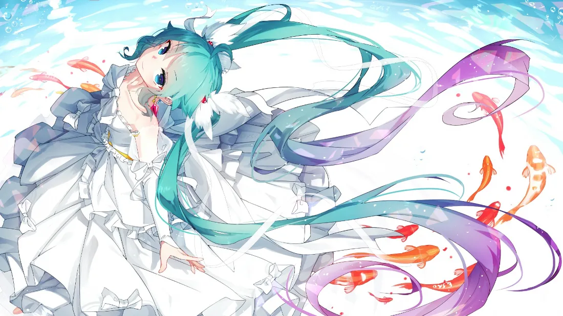 2k初音未来壁纸｜梦幻背景图片 - 飘逸长发「哲风壁纸」