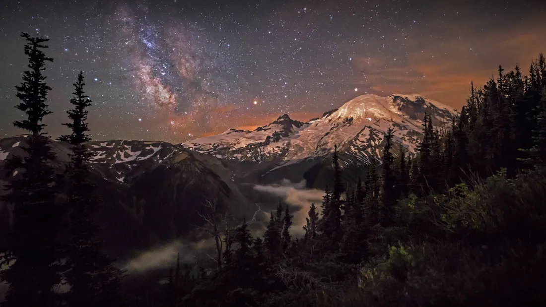 4k星夜雪山壁纸｜森林银河背景图片 - 自然景观「哲风壁纸」