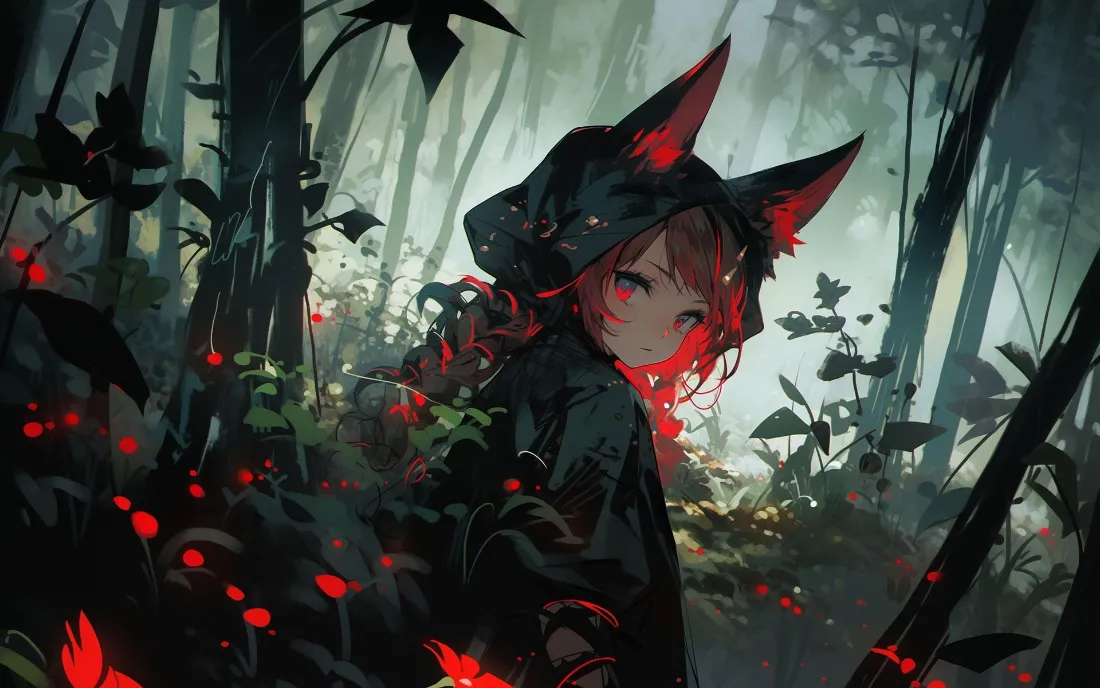 2k兽耳少女壁纸｜暗黑森林背景图片 - 二次元「哲风壁纸」