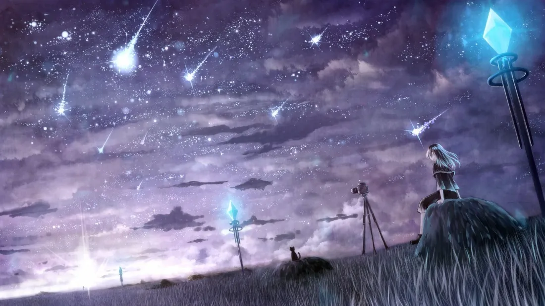 2k星空观测壁纸｜流星轨迹背景图片 - 二次元「哲风壁纸」