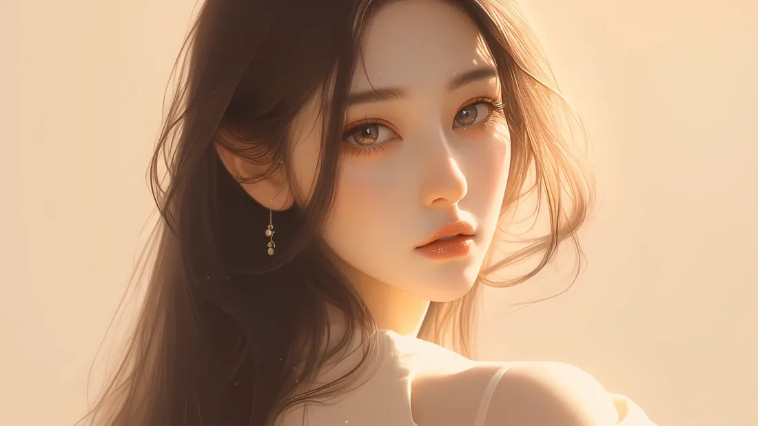 2k暖光壁纸｜少女回眸背景图片 - 氛围感「哲风壁纸」