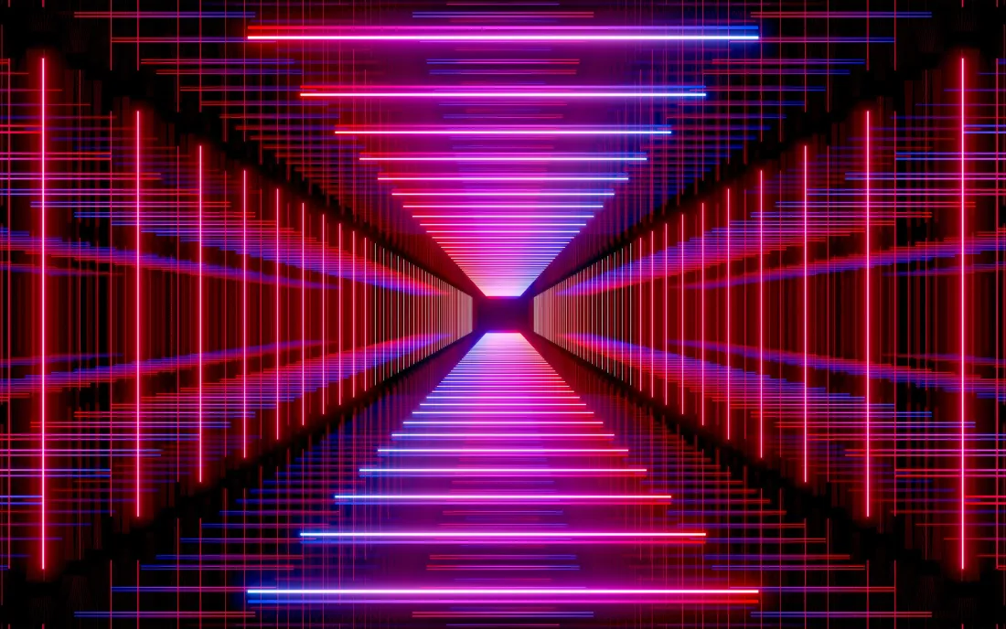 3k抽象霓虹壁纸｜数字艺术隧道背景图片 - 光影通道「哲风壁纸」