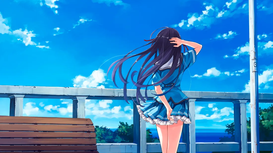 2k二次元少女壁纸｜海边风景背景图片 - 清新「哲风壁纸」