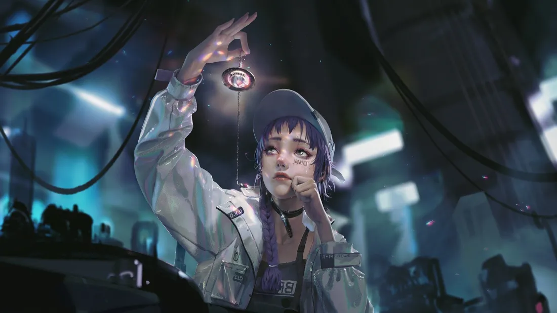 2k(赛博少女壁纸｜未来都市背景图片 - 科幻插画)「哲风壁纸」