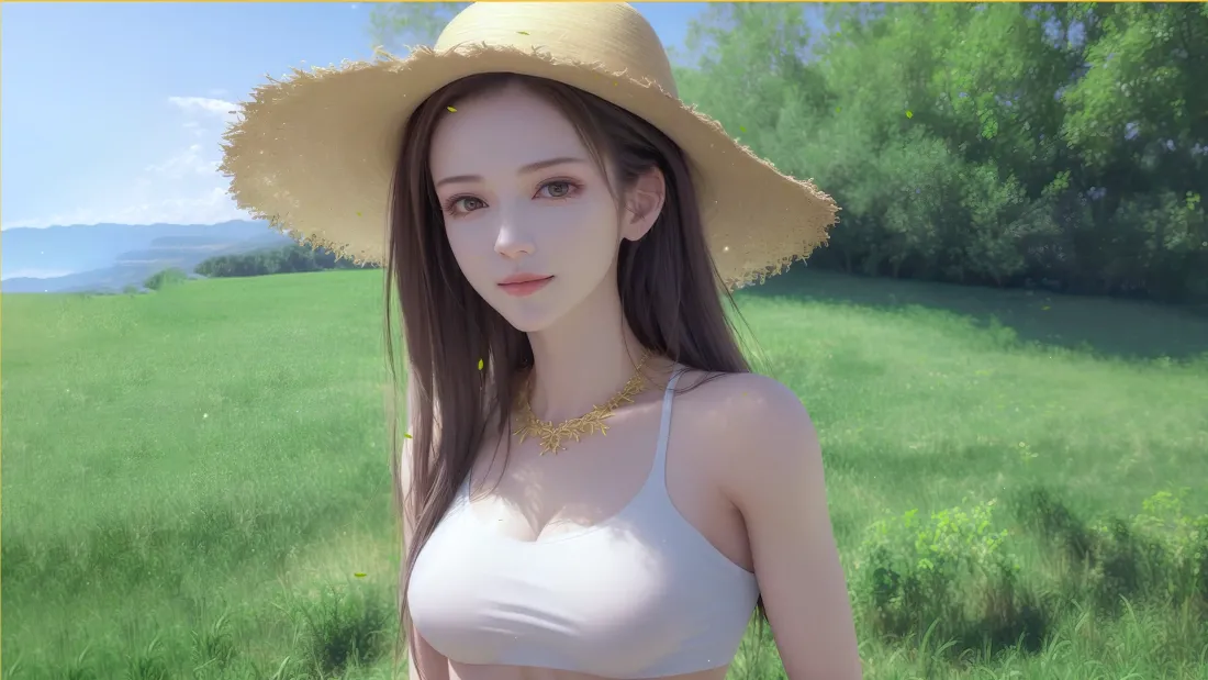 2k草帽少女壁纸｜农田背景图片 - 清新自然「哲风壁纸」