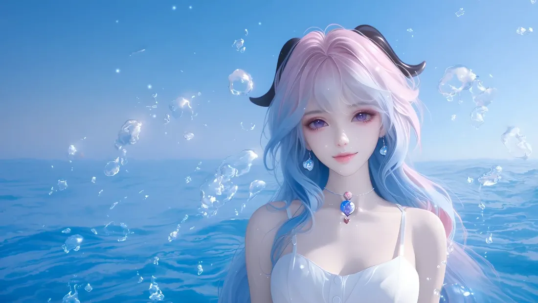 2k鲛人壁纸｜海洋背景图片 - 冷白皮美女「哲风壁纸」