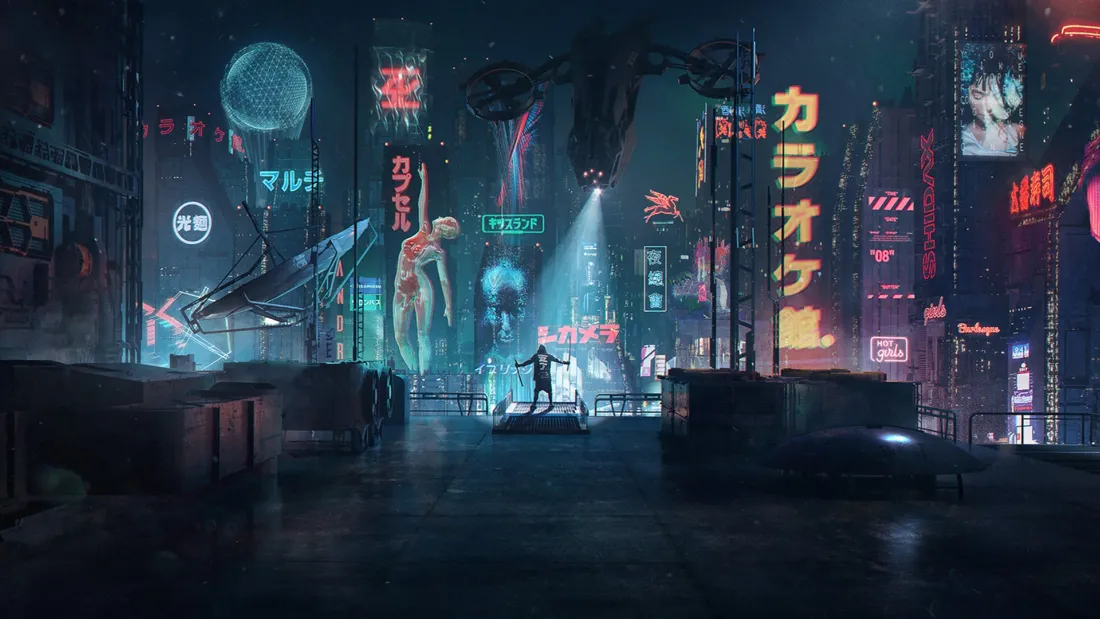2k赛博朋克壁纸｜雨夜都市背景图片 - 二次元「哲风壁纸」