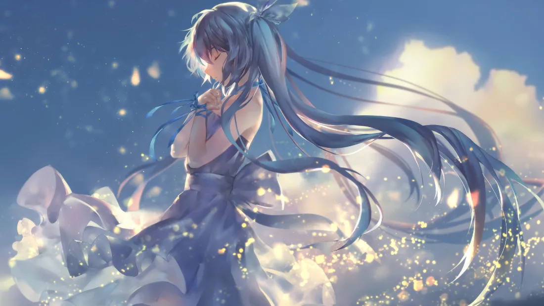 2k长发少女壁纸｜星空背景图片 - 二次元「哲风壁纸」
