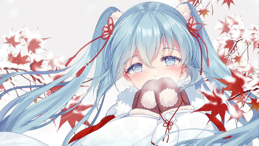 2k初音未来红叶壁纸｜冬季背景图片 - 二次元「哲风壁纸」